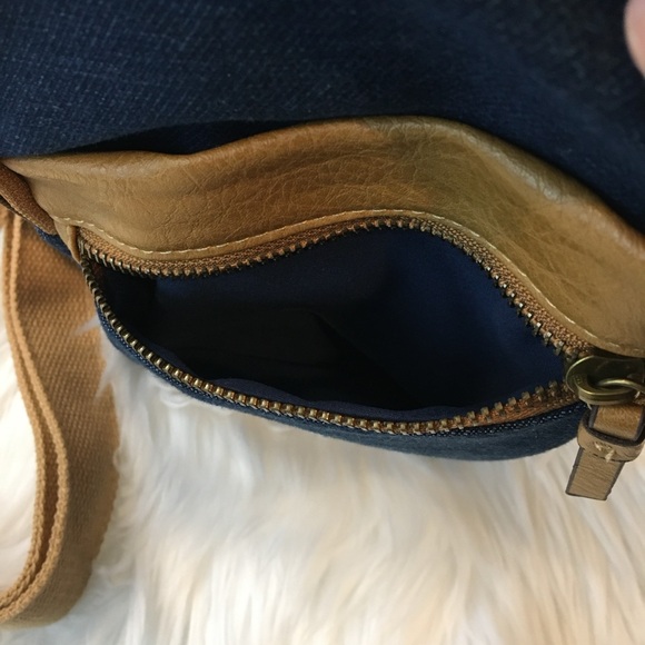 Denim & Vegan Leather Multi Pocket Side Bag - Picture 7 of 13